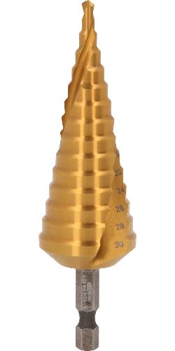 KS TOOLS 1/4" HSS-TiN Stufenbohrer-Bit,Ø 4-30mm, 14 Stufen