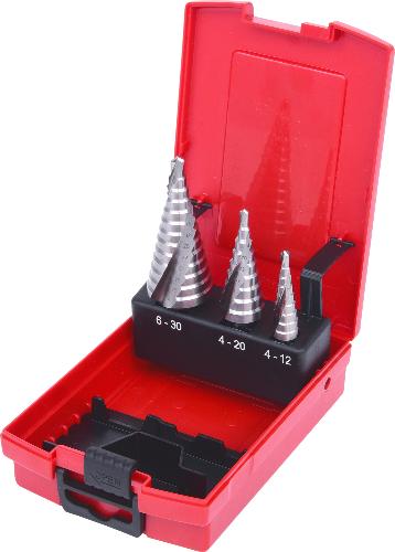 KS TOOLS HSS Co 5 Stufenbohrer-Satz, Kunststoffkassette 3-tlg