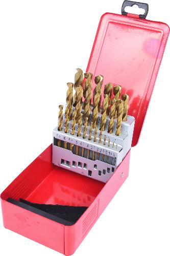 KS TOOLS HSS TiN Spiralbohrer-Satz, Stahlblechkassette 25-tlg 1-13mm