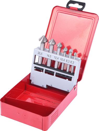 KS TOOLS HSS Kegel- und Entgratsenker-Satz, Stahlblechkassette 6-tlg