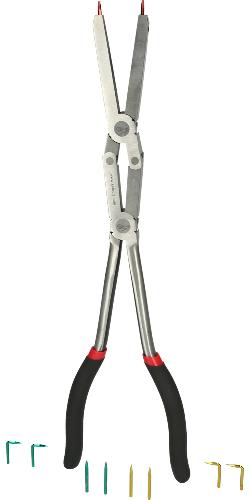 KS TOOLS Doppelgelenk-Sicherungszange für Innensicherungsringe mit auswechselbaren Spitzen