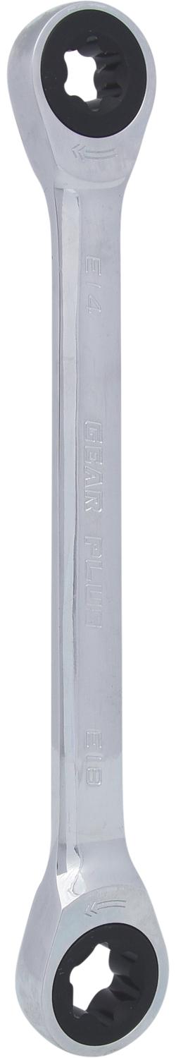 KS TOOLS GEARplus Torx-E-Doppel-Ratschenringschlüssel,E14xE18