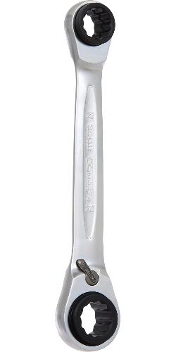 KS TOOLS 4 in 1 GEARplus umschaltbar Doppel-Ratschenringschlüssel, 21x22x24x27mm