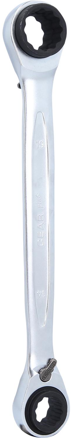 KS TOOLS 4 in 1 GEARplus umschaltbar Doppel-Ratschenringschlüssel, 14x17x18x19mm