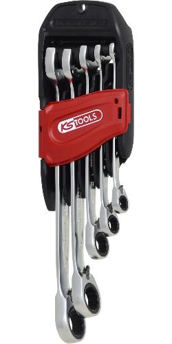 KS TOOLS DUO GEAR Ringmaulschlüssel-Satz,Maul-Ratschenfunktion,5-tlg, umschaltbar