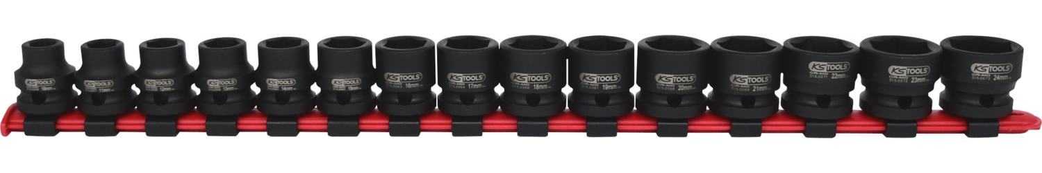 KS TOOLS 1/2" Sechskant-Kraft-Stecknuss-Satz, extra kurz, 15-tlg