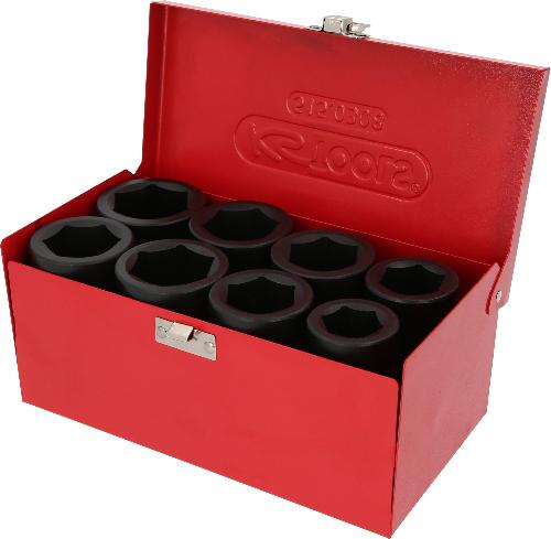 KS TOOLS 1" Sechskant-Kraft-Stecknuss-Satz, lang, 8-tlg