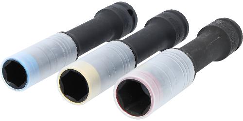 KS TOOLS SlimPOWER Alu-Felgen Kraft-Stecknuss-Satz, extra lang, 3-tlg, 1/2", 17, 19, 21mm