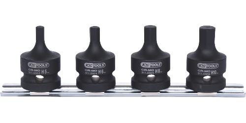 KS TOOLS 1/2" Kraft-Bit-Stecknuss-Satz, kurz, 4-tlg