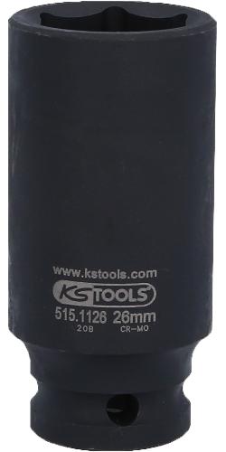 KS TOOLS 1/2" Sechskant-Kraft-Stecknuss, lang, 26mm