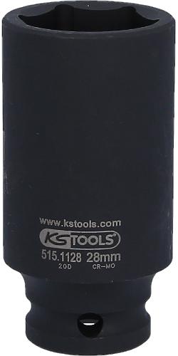 KS TOOLS 1/2" Sechskant-Kraft-Stecknuss, lang, 28mm