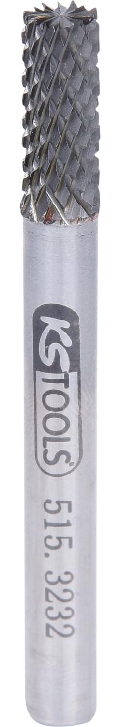 KS TOOLS HM Zylinder-Frässtift Form A mit Stirnverzahnung, 6mm