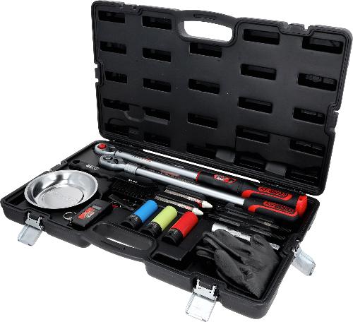 KS TOOLS MASTER Radwechsel-Service-Satz mit 1/2" INFINITOOL Ratschen-Drehmomentschlüssel, 20 – 200 Nm, 18-tlg