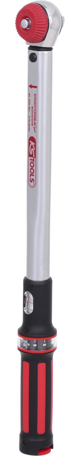 KS TOOLS 1/2" ERGOTORQUEprecision Drehmomentschlüssel 40-200 Nm mit Quick-Lock Drehknopf-Umsteck-Ratschenkopf