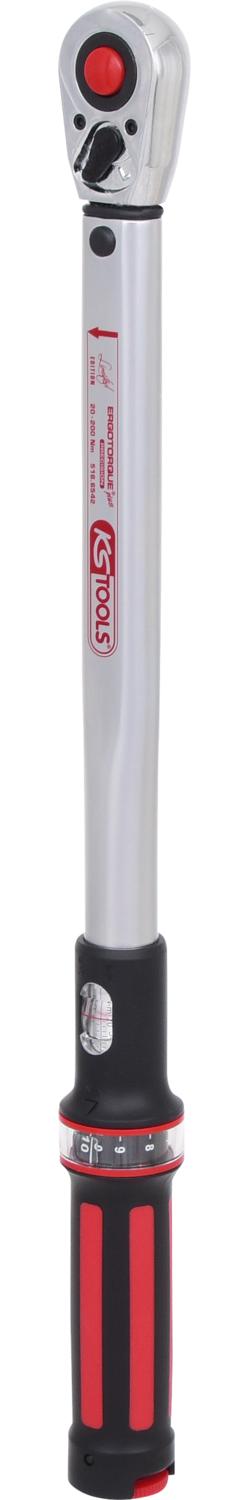 KS TOOLS 1/2" ERGOTORQUE®precision Ratschen-Drehmomentschlüssel, 40-200Nm, rot