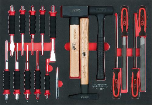 KS TOOLS SCS Feilen-, Meißel- und Hammer-Satz, 18-tlg in 1/1 Systemeinlage