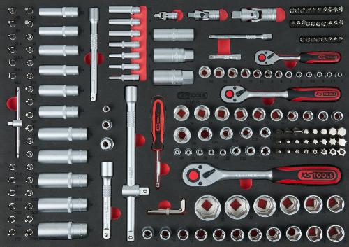 KS TOOLS 1/4"+3/8"+1/2" Steckschlüssel-Satz, 179-tlg in 1/1 Systemeinlage