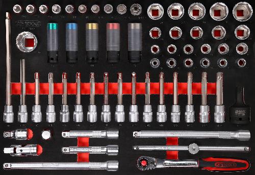 KS TOOLS 1/2" Bit-Stecknuss-Satz in Schaumstoffeinlage, 64-tlg