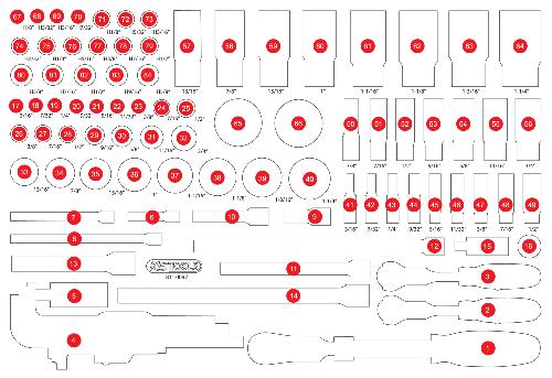 KS TOOLS Leere Schaumstoffeinlage zu 811.0092