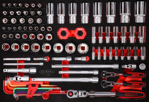 KS TOOLS 1/4" + 3/8" + 1/2" Steckschlüssel-Satz in Schaumstoffeinlage, 92-tlg, Zoll