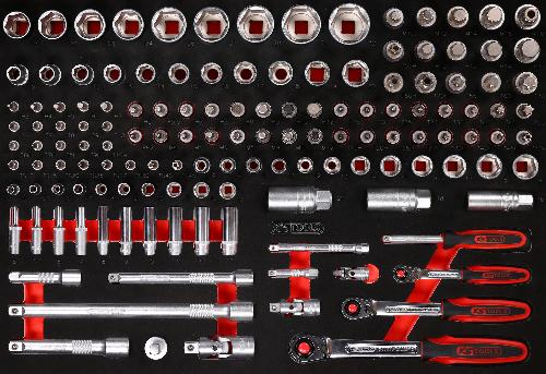 KS TOOLS 1/4" + 3/8" + 1/2" Steckschlüssel-Satz in Schaumstoffeinlage, 139-tlg