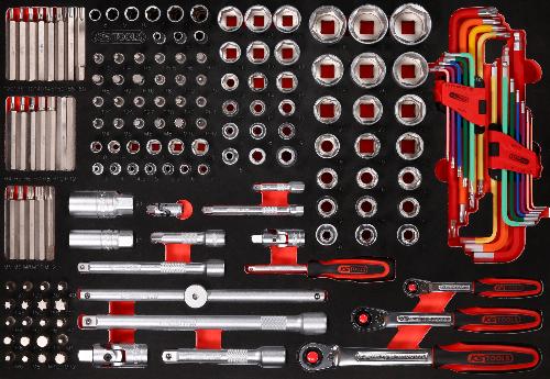 KS TOOLS 1/4" + 3/8" + 1/2" Steckschlüssel-Satz in Schaumstoffeinlage, 159-tlg