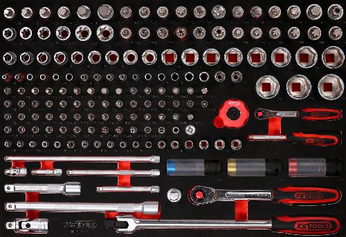 KS TOOLS 1/4" + 1/2" Steckschlüssel-Satz in Schaumstoffeinlage, 167-tlg