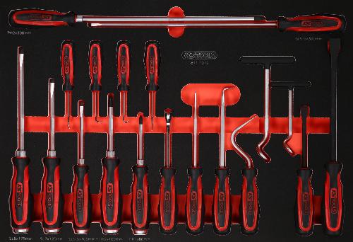 KS TOOLS Schraubendreher- / und Haken-Satz in Schaumstoffeinlage, 19-tlg
