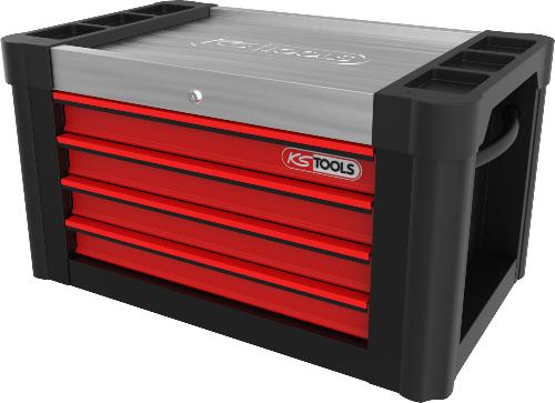 KS TOOLS PERFORMANCEplus P10TC SCHWARZ/ROT Werkstattwagenaufsatz mit 4 Schubladen