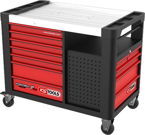 KS TOOLS PERFORMANCEplus P35 SCHWARZ/ROT Werkstattwagen mit 12 Schubladen