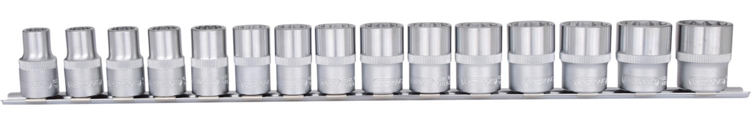 KS TOOLS 1/2" 12-kant-Stecknuss-Satz, 15-tlg, 10-24mm
