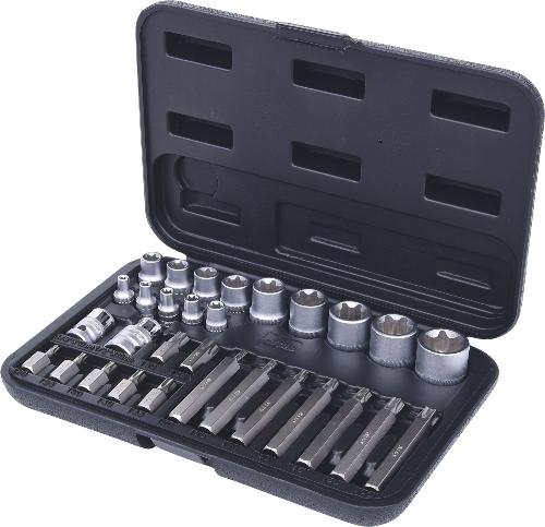 KS TOOLS Torx-Steckschlüssel- und Bit-Satz, 30-tlg Bits mit Bohrung
