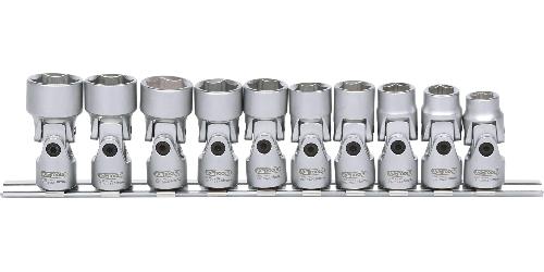 KS TOOLS 3/8" Sechskant-Stecknuss-Satz mit Gelenk, 10-tlg10-19mm