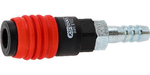 KS TOOLS 3in1 Universal-Druckluft-Sicherheitskupplung, 11 mm mit Schlauchtülle