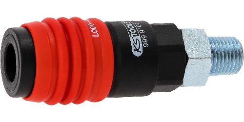 KS TOOLS 3in1 Universal-Druckluft-Sicherheitskupplung mit 1/4" AG