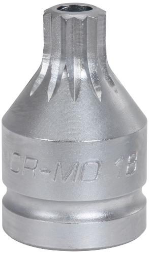 KS TOOLS 3/4" Kraft-Bit-Stecknuss Vielzahn mit Bohrung, kurz, M18