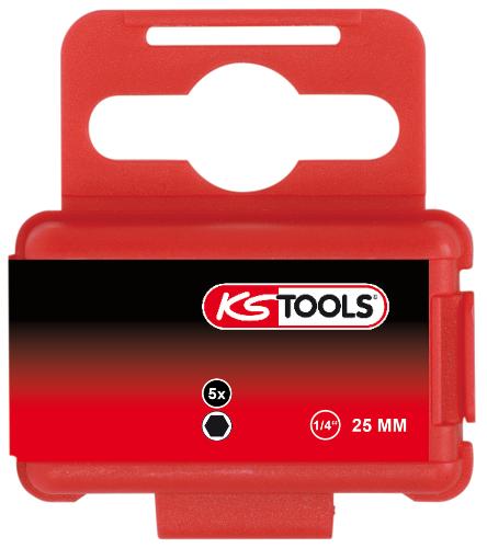 KS TOOLS 1/4" Bit Innensechskant, 25mm, 5/64", 5er Pack