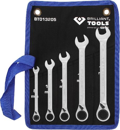 Brilliant Tools Ratschenringschlüssel-Satz, 5-tlg, umschaltbar, 8 - 19 mm