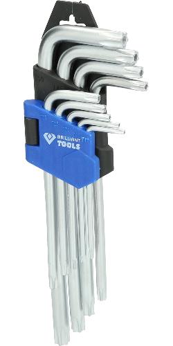 Brilliant Tools Winkelstiftschlüssel-Satz, 9-tlg, Torx®-Profil, kurz
