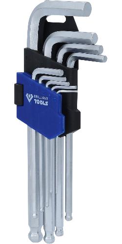 Brilliant Tools Winkelstiftschlüssel-Satz, 9-tlg, Innensechskant-Profil, kurz