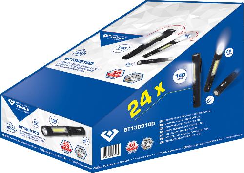 Brilliant Tools 2 in 1 COB-Taschenlampen-Display, 24-tlg