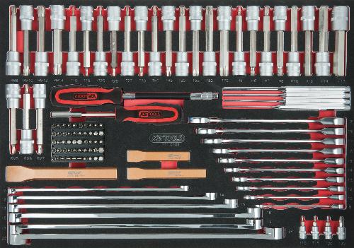 KS TOOLS Meißel-, Schlüssel-, Bit-Stecknuss-Satz, 106-tlg, 1/1 Systemeinlage