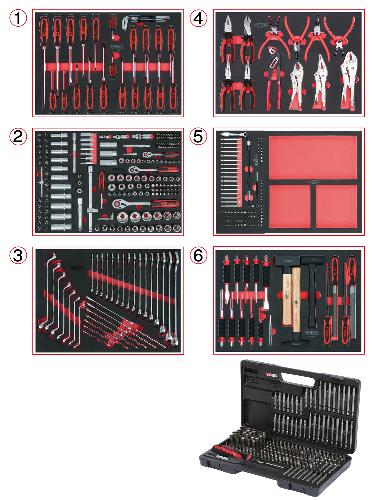 KS TOOLS Universal-Systemeinlagen-Satz für 6 Schubladen mit 598 Premium-Werkzeugen
