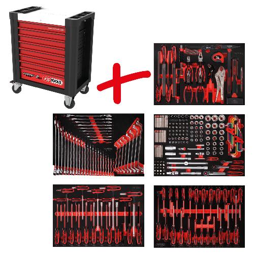 KS TOOLS Performanceplus Werkstattwagen-Satz P10 mit 262 Werkzeugen für 5 Schubladen