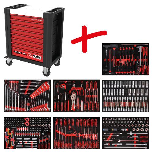 KS TOOLS Performanceplus Werkstattwagen-Satz P10 mit 403 Werkzeugen für 7 Schubladen