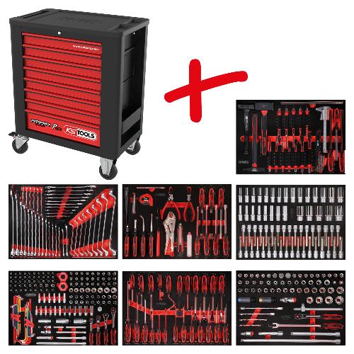 KS TOOLS Performanceplus Werkstattwagen-Satz P15 mit 403 Werkzeugen für 7 Schubladen