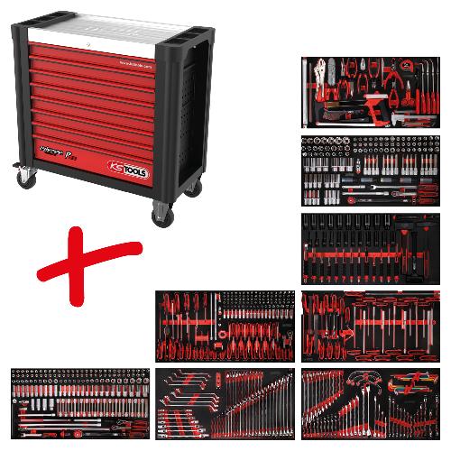 KS TOOLS Performanceplus Werkstattwagen-Satz P25 mit 660 Werkzeugen für 8 Schubladen