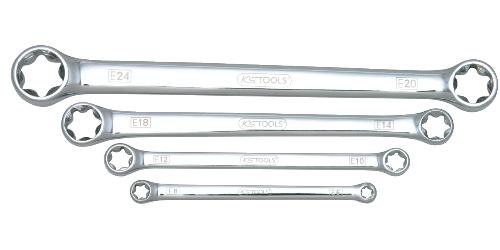 KS TOOLS CHROMEplus Torx-E-Doppel-Ringschlüssel-Satz, 4-tlg