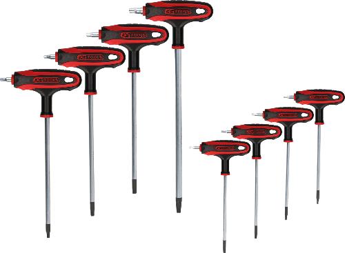 KS TOOLS T-Griff-Torx-Winkelstiftschlüssel-Satz, 8-tlgBohrung