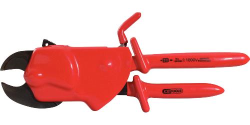 KS TOOLS Einhand-Ratschenkabelschere mit Schutzisolierung, 310mm